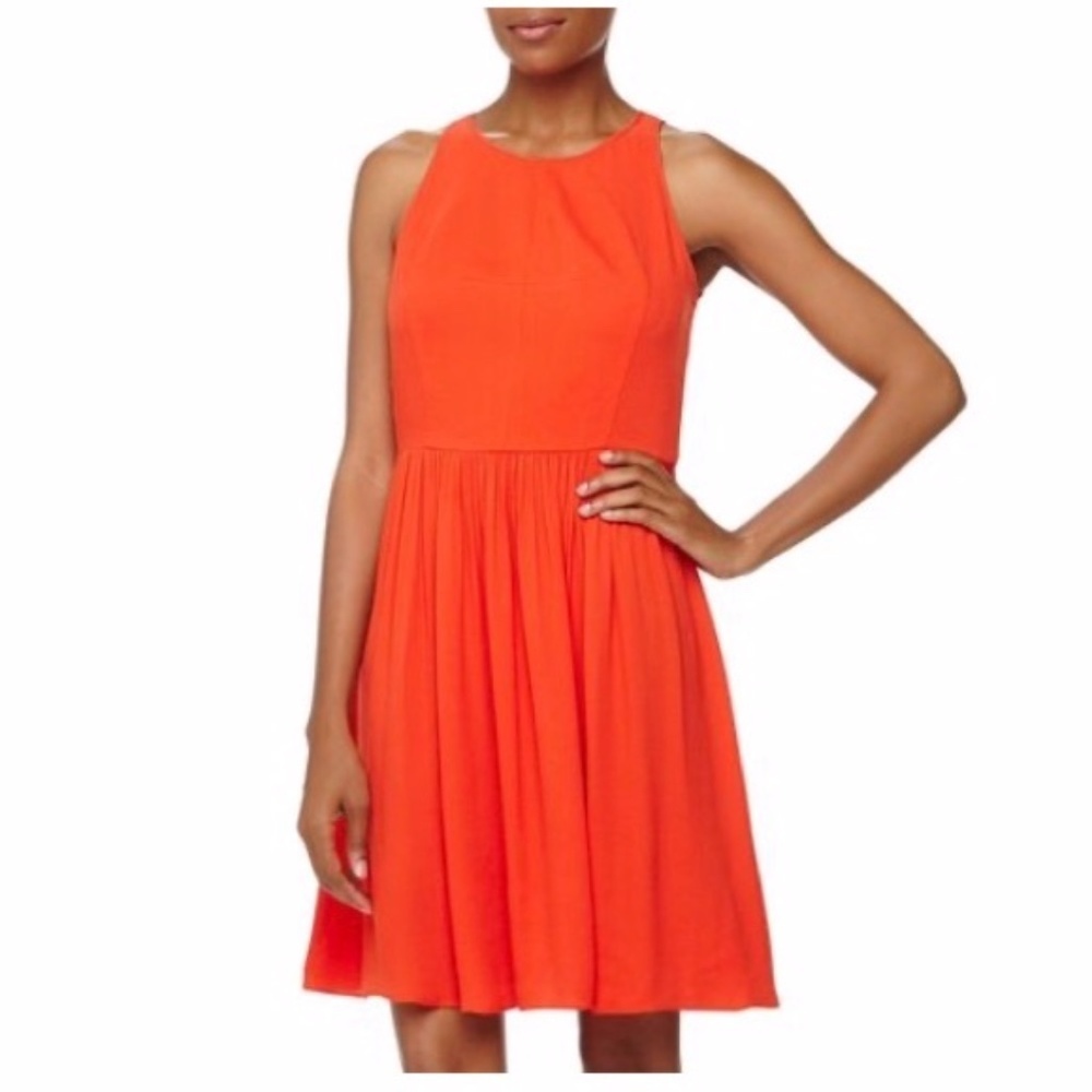 Rebecca Taylor Cutout-Back Crepe Dress Poppy 0